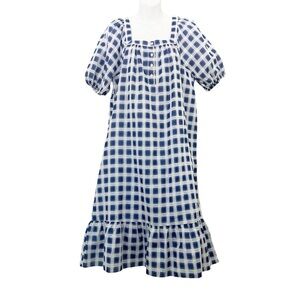 Frances Hart Maternity Blue and White Checkered Dress